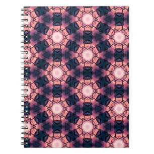 Caderno Espiral Padrão de forma geométrica rosa e azul