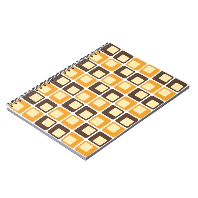 Caderno Espiral Padrão de Formas Retro Quadradas 70s (Left Side)