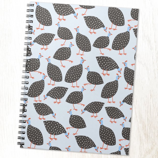 Caderno Espiral Padrão de Fowl da Guiné (Fun Guinea Fowl bird pattern notebook)