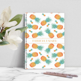 Caderno Espiral Padrão de Fruta Abacaxi Moderno