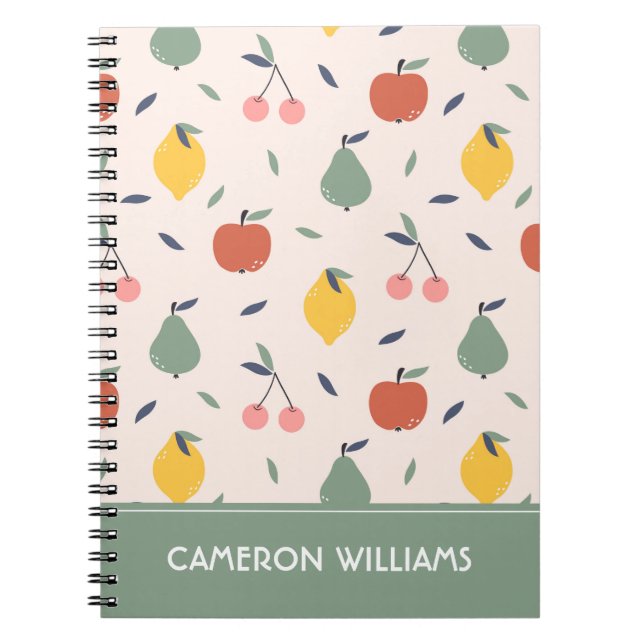 Caderno Espiral Padrão de Fruta cômoda (Frente)