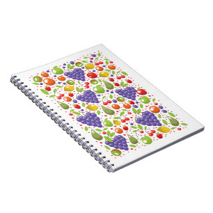 Caderno Espiral Padrão de Fruta cúbica