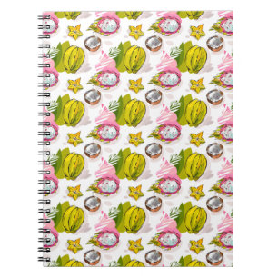 Caderno Espiral Padrão de Fruta texturizada de mão livre