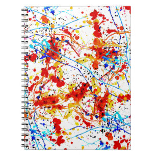Caderno Espiral Padrão de Fundo Branco das Manchas de Aquarela