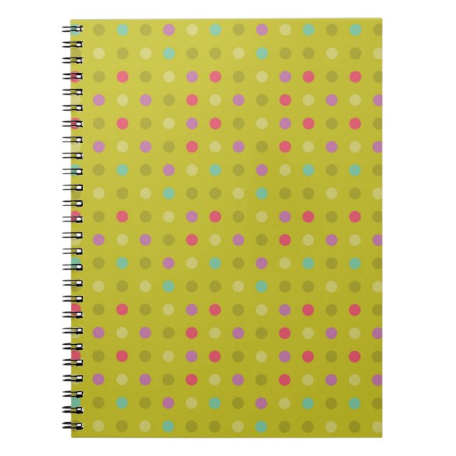Caderno Espiral Padrão de fundo Polka-dot (Frente)