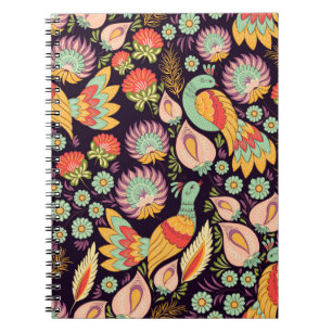 Caderno Espiral Padrão de fundo sem costura no tradicional fl
