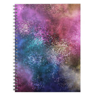 Caderno Espiral Padrão de Galáxia Colorida