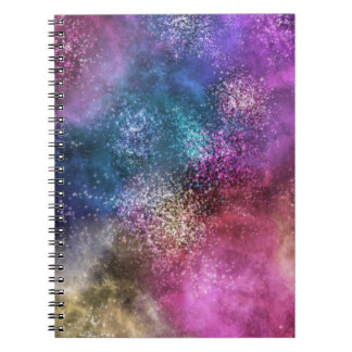 Caderno Espiral Padrão de Galáxia Colorida