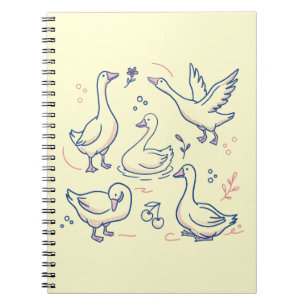 Caderno Espiral Padrão de Ganso Engraçado