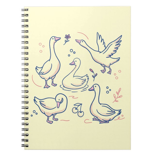Caderno Espiral Padrão de Ganso Engraçado (Frente)