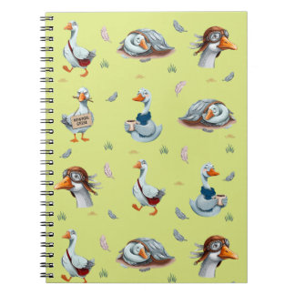 Caderno Espiral Padrão de Gansos Engraçados – Impressão de Ganso C