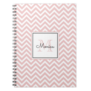 Caderno Espiral Padrão de Gavão Rosa Girly Blush com Monograma