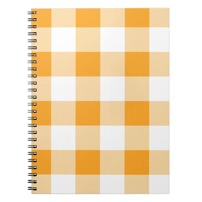 Caderno Espiral Padrão de Gingham Amarelo (Frente)