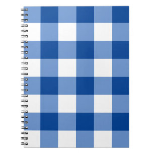 Caderno Espiral Padrão de gingham azul