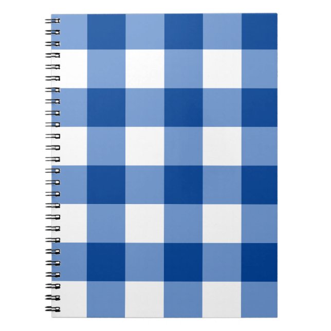 Caderno Espiral Padrão de gingham azul (Frente)