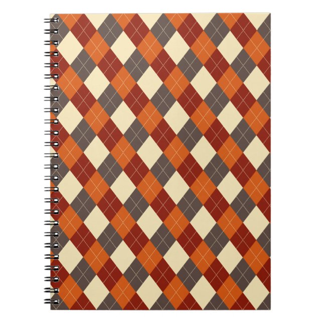 Caderno Espiral Padrão de Gingham de outono (Frente)