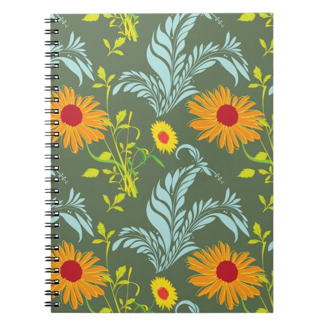 Caderno Espiral Padrão de girassóis (Frente)