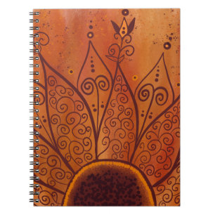 Caderno Espiral Padrão de girassol abstrato