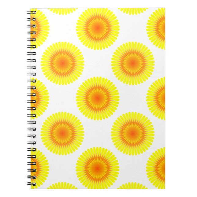 Caderno Espiral Padrão de girassol personalizado (Frente)