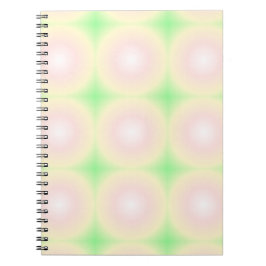 Caderno Espiral Padrão de Gradiente Óptico 3D Branco Rosa Verde Pá