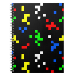 Caderno Espiral Padrão de Gráficos de Jogo de Vídeo Retro de 8 Bit