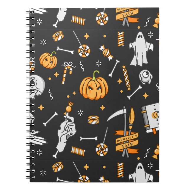 Caderno Espiral Padrão de Halloween 2 (Frente)