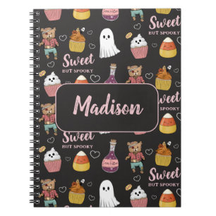 Caderno Espiral Padrão de Halloween de doces Kawaii fofo para cria