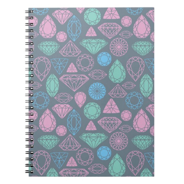 Caderno Espiral Padrão de Ícone de Gemstone (Frente)