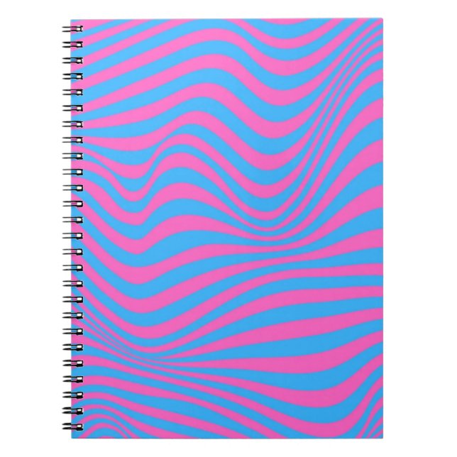 Caderno Espiral Padrão de ilusão óptica ondulada (Frente)