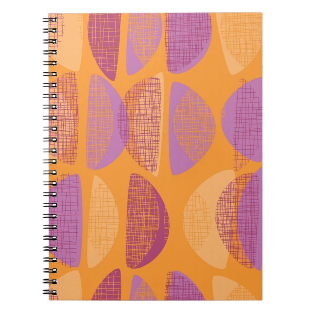 Caderno Espiral padrão de ilustração do estilo moderno do meio séc (Frente)