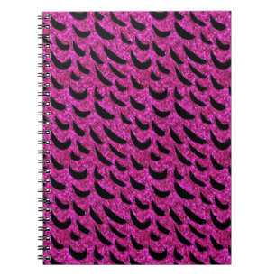 Caderno Espiral Padrão de impressão de animais com brilho preto e