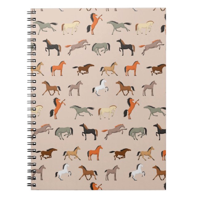 Caderno Espiral Padrão de Impressão de Cavalo, Meninas e Crianças, (Frente)