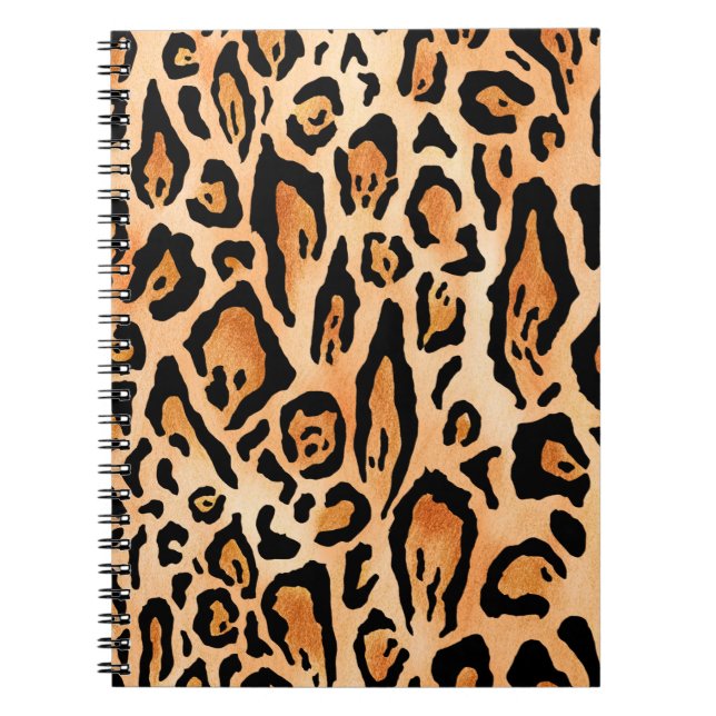 Caderno Espiral Padrão de impressão de Cheetah de Aquarela (Frente)