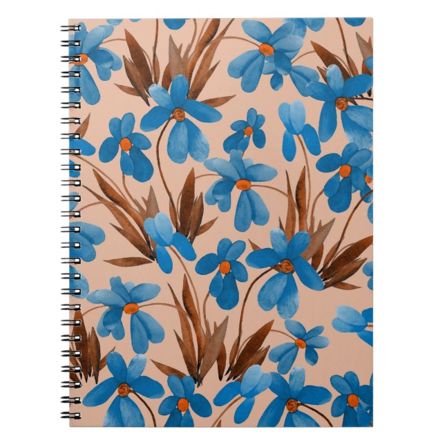 Caderno Espiral Padrão de Impressão de Verão Floral de Aquarela (Frente)