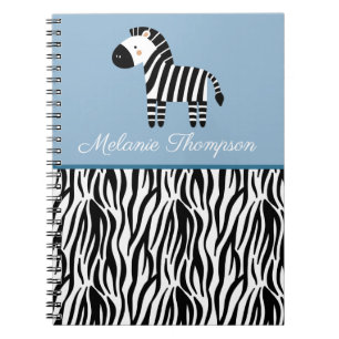 Caderno Espiral Padrão de Impressão de Zebra Nome Personalizado 