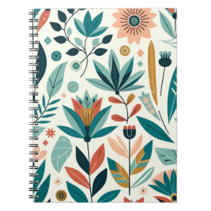 Caderno Espiral Padrão de Impressão Floral Moderno e Ousado em Lar