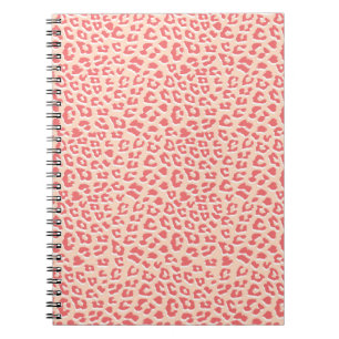 Caderno Espiral Padrão de Impressão Leopard Vivendo Coral Branco