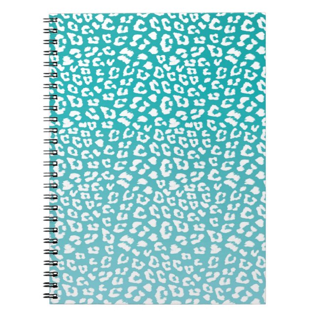 Caderno Espiral Padrão de Impressão Turquesa Leopardo (Frente)