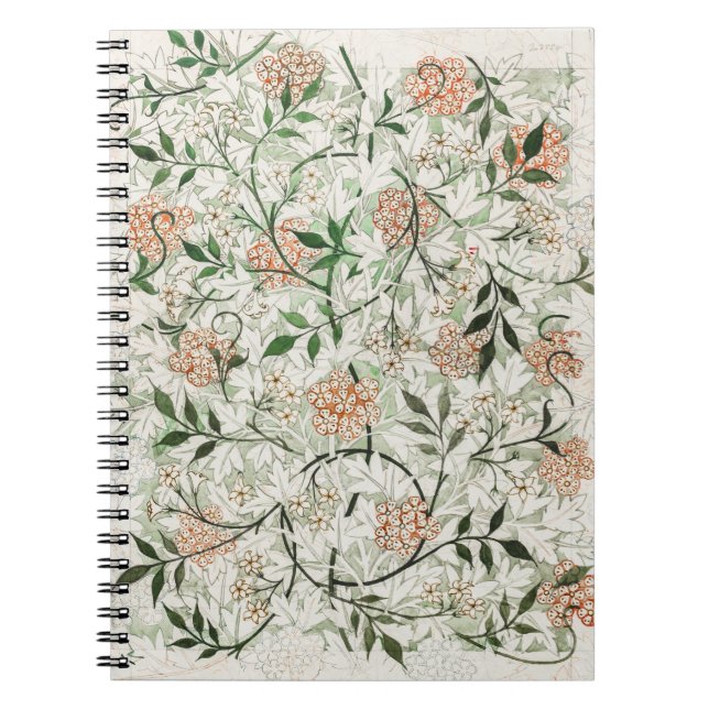 Caderno Espiral Padrão de jasmim de William Morris (1834-1896) (Frente)