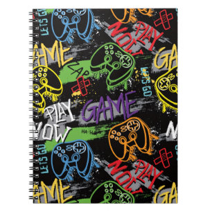 Caderno Espiral Padrão de Jogo Grafite Neon