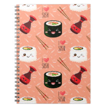 Padrão de Kawaii Sushi, cor-de-rosa-branca