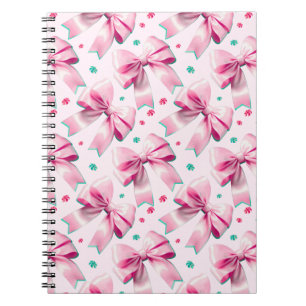 Caderno Espiral Padrão de Laço Coquete Rosa