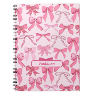 Caderno Espiral Padrão de Laço Rosa Charmoso