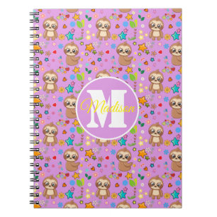 Caderno Espiral Padrão de Lama Floral Cor-de-Rosa Bonita Personal