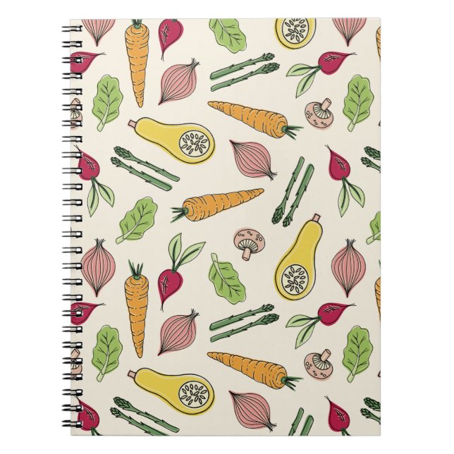 Caderno Espiral Padrão de legumes (Frente)