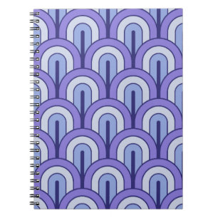Caderno Espiral Padrão de Leque Geométrico Gradado Retro