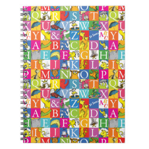 Caderno Espiral Padrão de Letras Maiúsculas Coloridas do ABC do Dr
