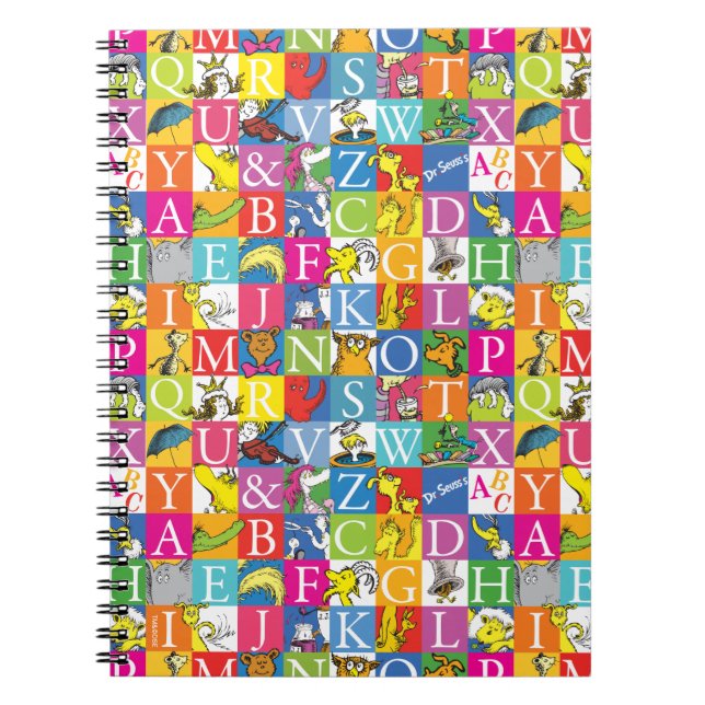 Caderno Espiral Padrão de Letras Maiúsculas Coloridas do ABC do Dr (Frente)