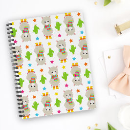 Caderno Espiral Padrão De Lhamas, Lhamas Cutas, Alpacas, Cactus