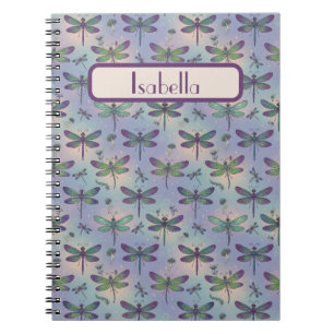 Caderno Espiral Padrão de Libélula Personalizado
